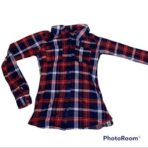 Rue 21 Flannel Long Sleeve Size XS Red, White, and Blue